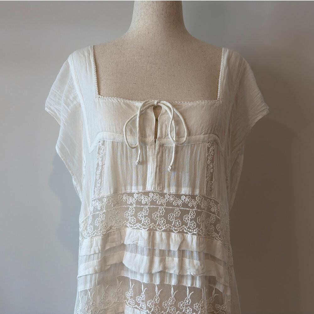 Free People “Tied To You” Maxi Tunic Dress, Ivory/White, Women’s Size Small - Picture 3 of 10